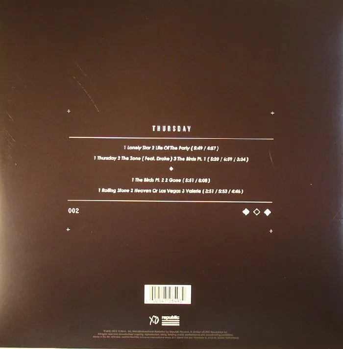 Back cover — The WEEKND — Thursday
