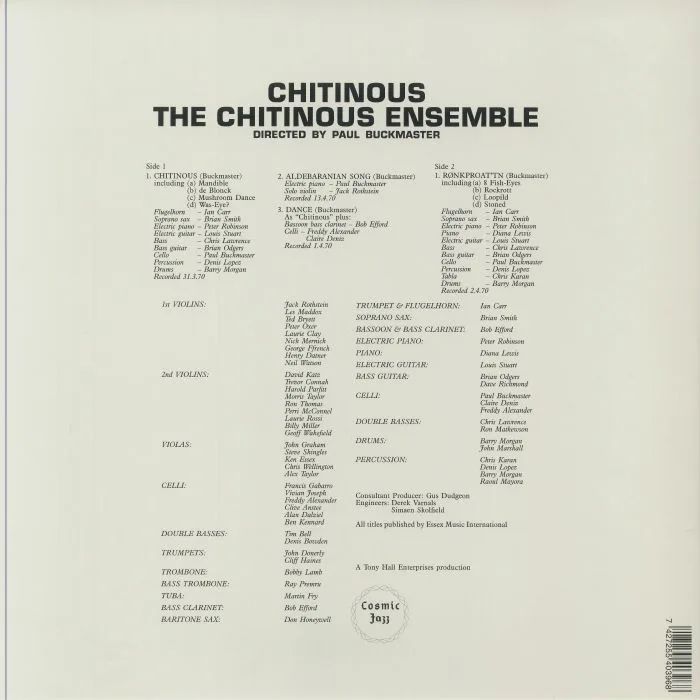 Back cover — Paul BUCKMASTER / THE CHITINOUS ENSEMBLE — Chitinous