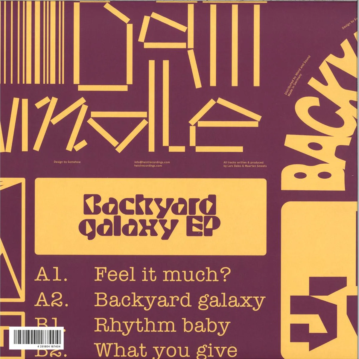 Обратная сторона обложки — Dam Swindle — Backyard galaxy EP