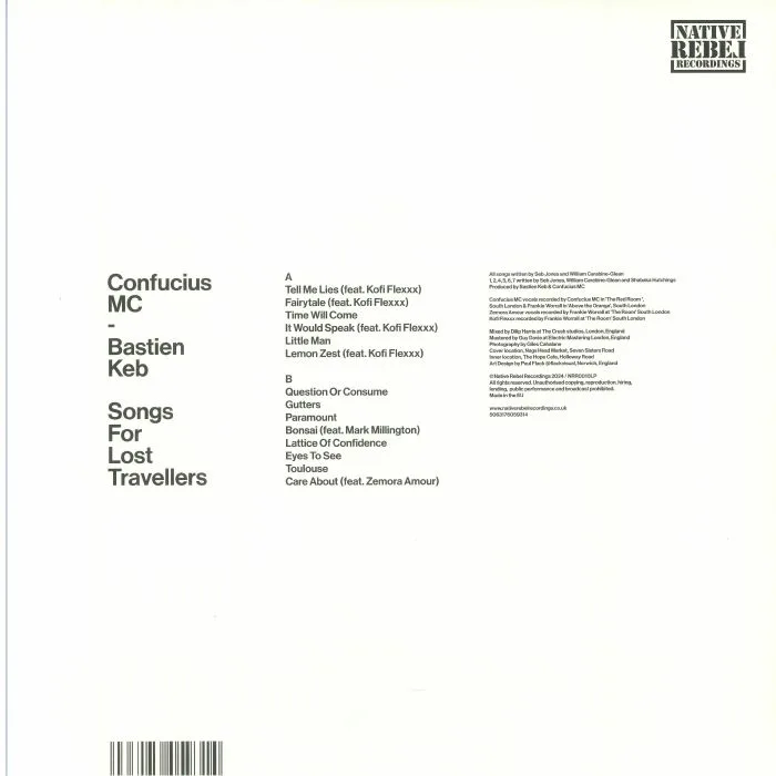 Обратная сторона обложки — CONFUCIUS MC / BASTIEN KEB — Songs For Lost Travellers