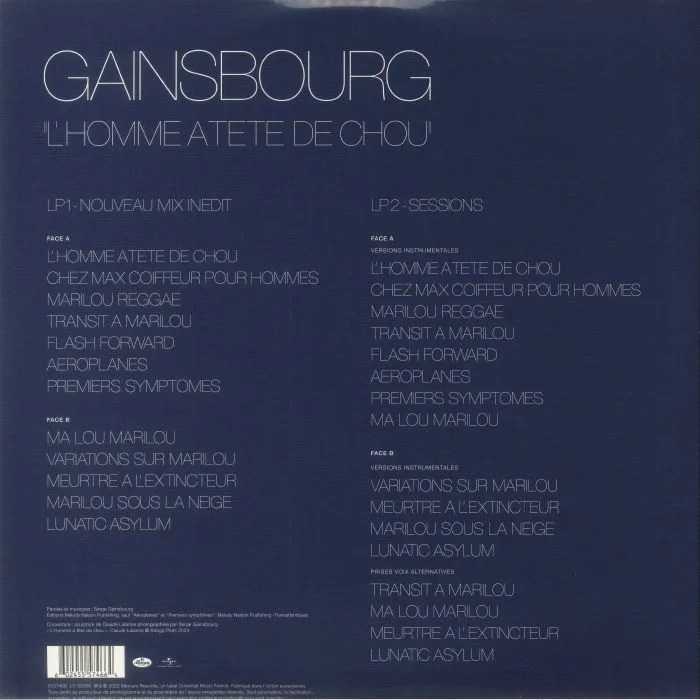 Обратная сторона обложки — Serge GAINSBOURG — L'Homme A Tete De Chou
