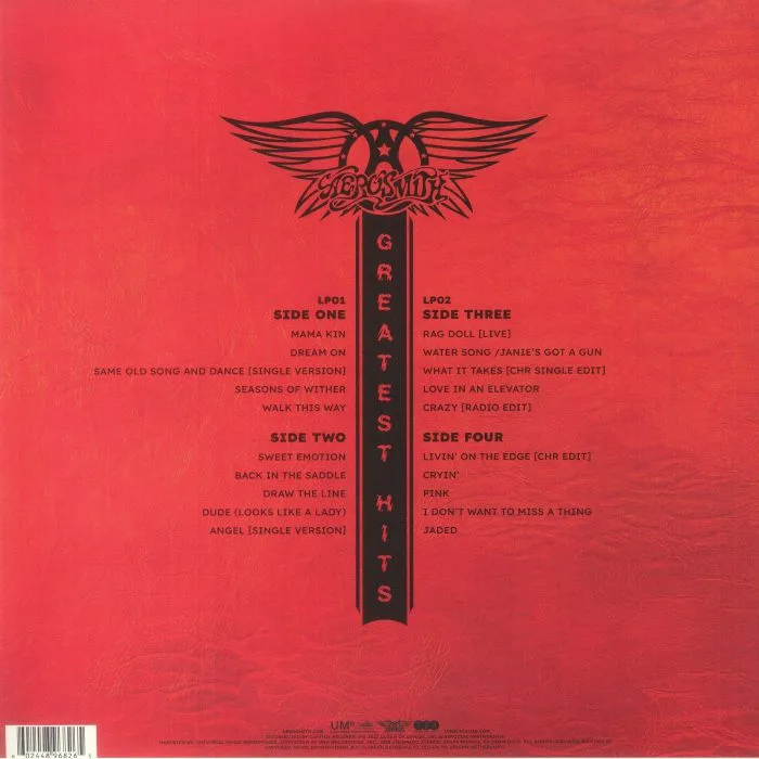 Back cover — AEROSMITH — Greatest Hits