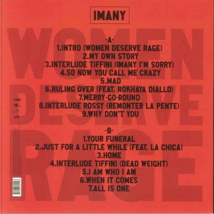 Back cover — IMANY — Women Deserve Rage