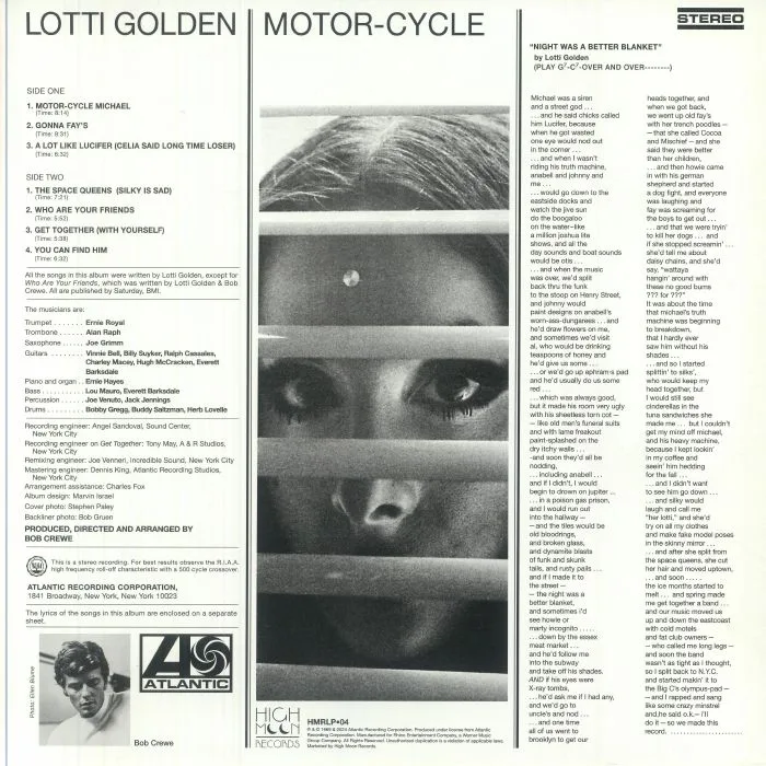 Back cover — Lotti GOLDEN — Motor Cycle