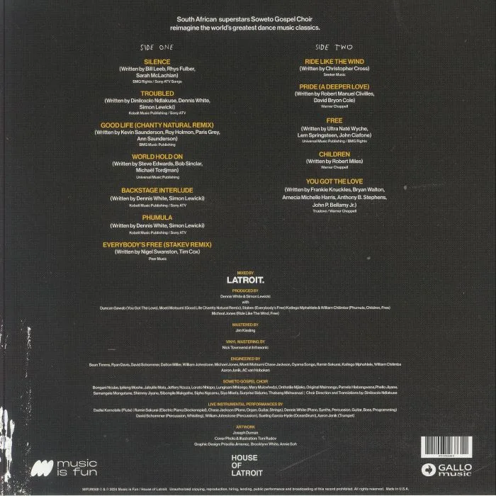 Back cover — SOWETO GOSPEL CHOIR / GROOVE TERMINATOR — History Of House