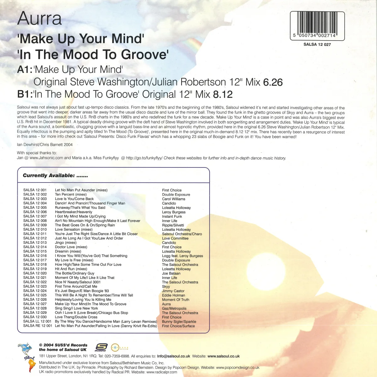 Back cover — Aurra — Make Up Your Mind EP