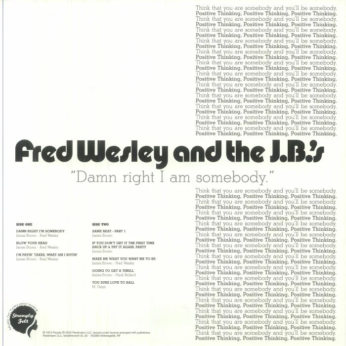 Back cover — Fred WESLEY & THE JB'S — Damn Right I Am Somebody