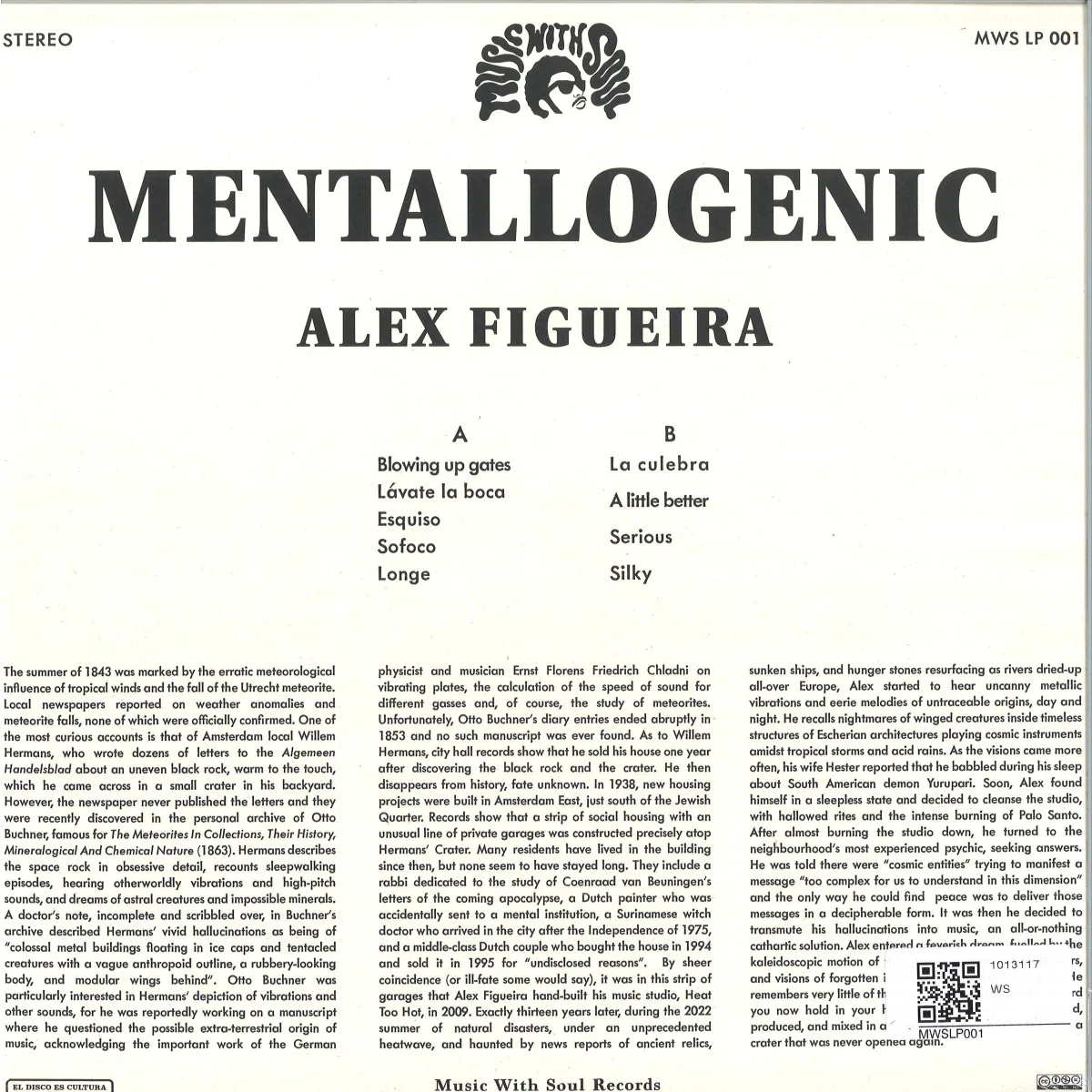 Обратная сторона обложки — Alex Figueira — MENTALLOGENIC LP