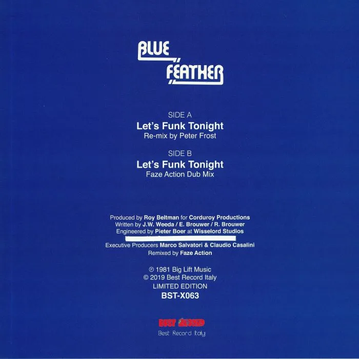 Обратная сторона обложки — BLUE FEATHER — Let's Funk Tonight (Faze Action mix)