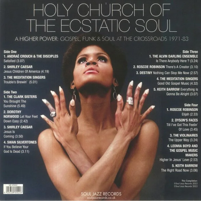 Обратная сторона обложки — VARIOUS — Holy Church Of The Ecstatic Soul: A Higher Power Gospel Soul & Funk At The Crossroads 1971-83 (Record Store Day RSD 2023)