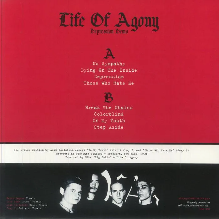 Back cover — LIFE OF AGONY — Depression Demo