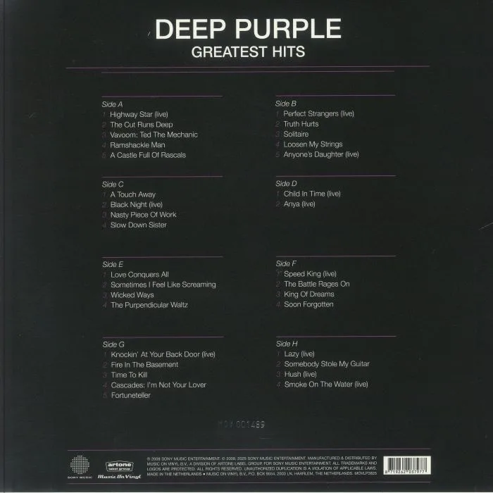 Обратная сторона обложки — DEEP PURPLE — Greatest Hits