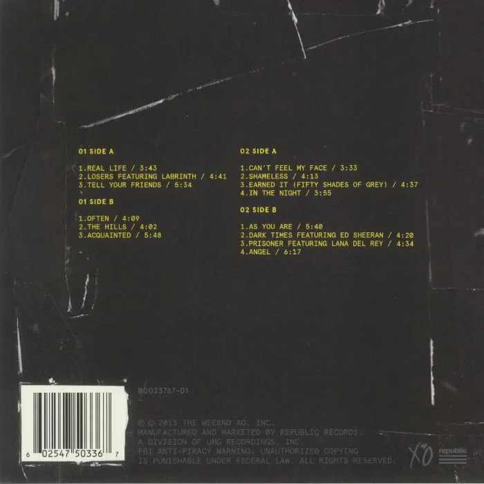 Back cover — The WEEKND — Beauty Behind The Madness