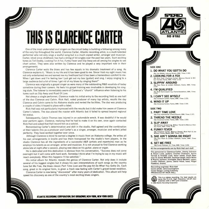 Обратная сторона обложки — Clarence CARTER — This Is Clarence Carter