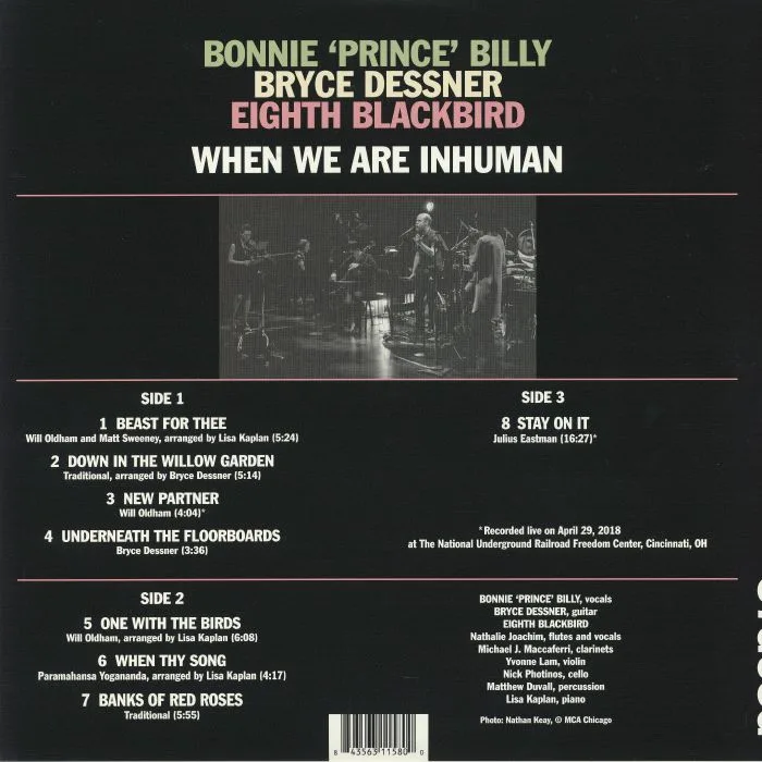 Обратная сторона обложки — BONNIE PRINCE BILLY / BRYCE DESSNER / EIGHTH BLACKBIRD — When We Are Inhuman