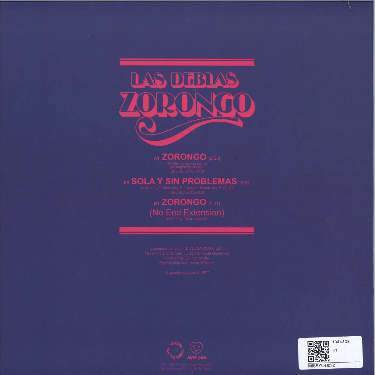 Back cover — Las Deblas — Zorongo