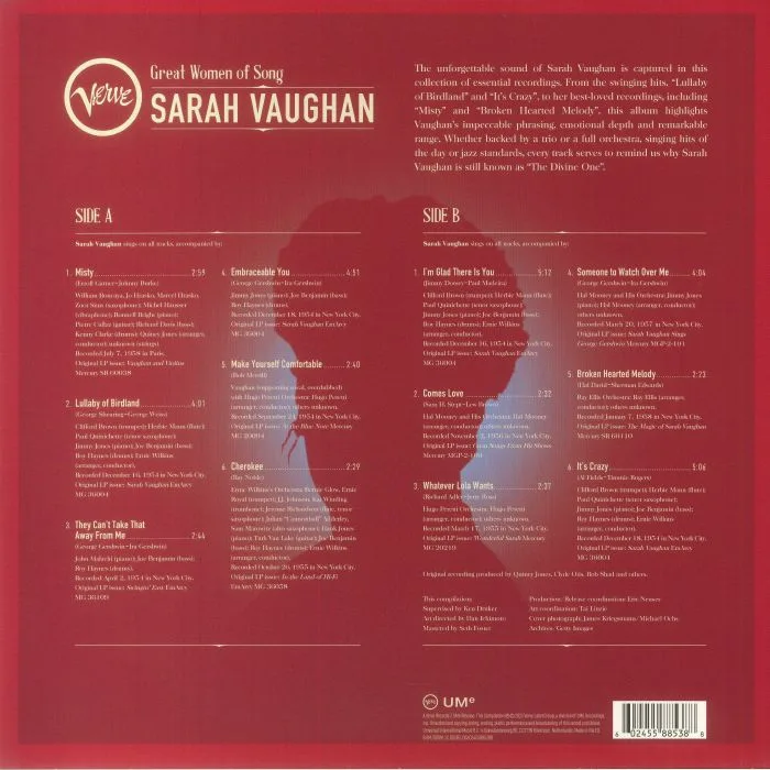 Back cover — Sarah VAUGHAN — Great Women Of Song
