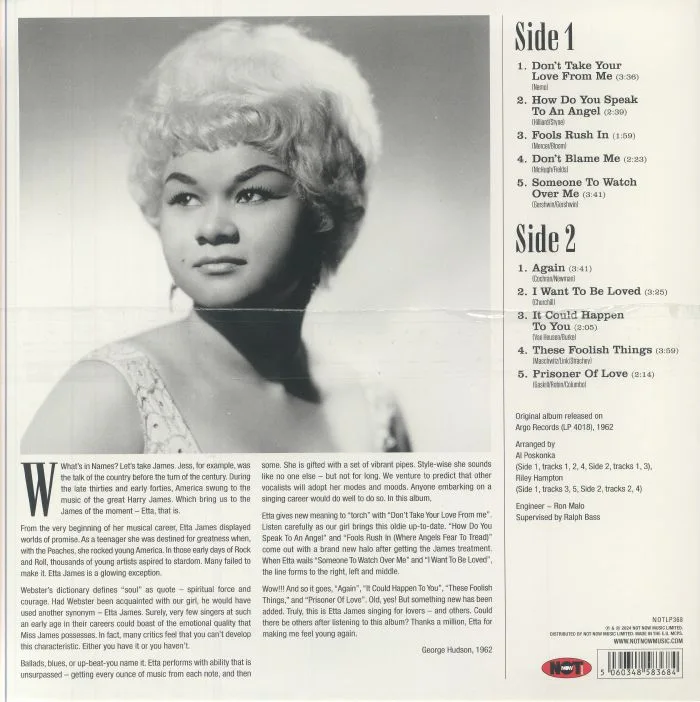Back cover — Etta JAMES — Sings For Lovers (reissue)