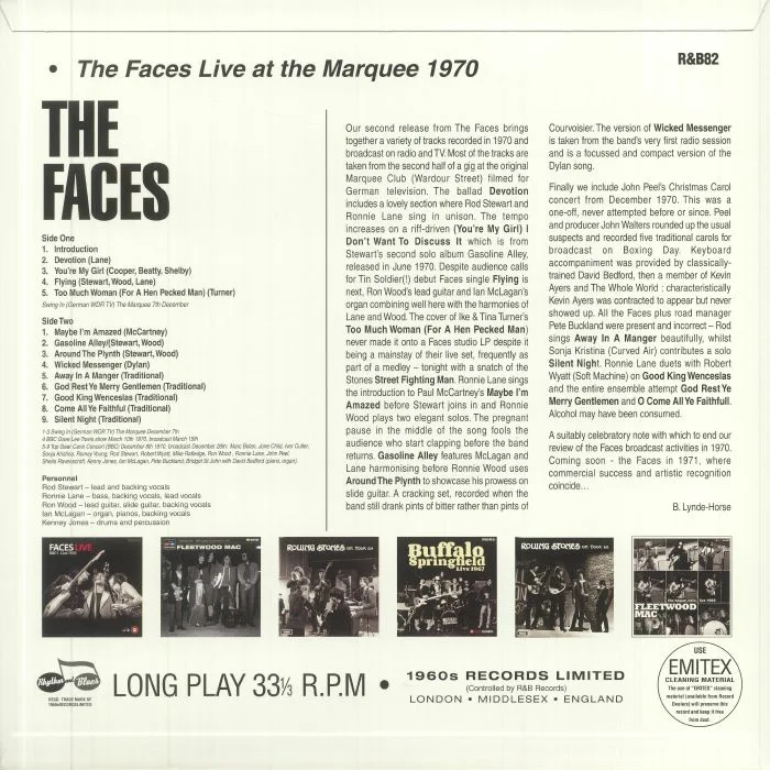 Обратная сторона обложки — The FACES — Live At The Marquee 1970 (mono)