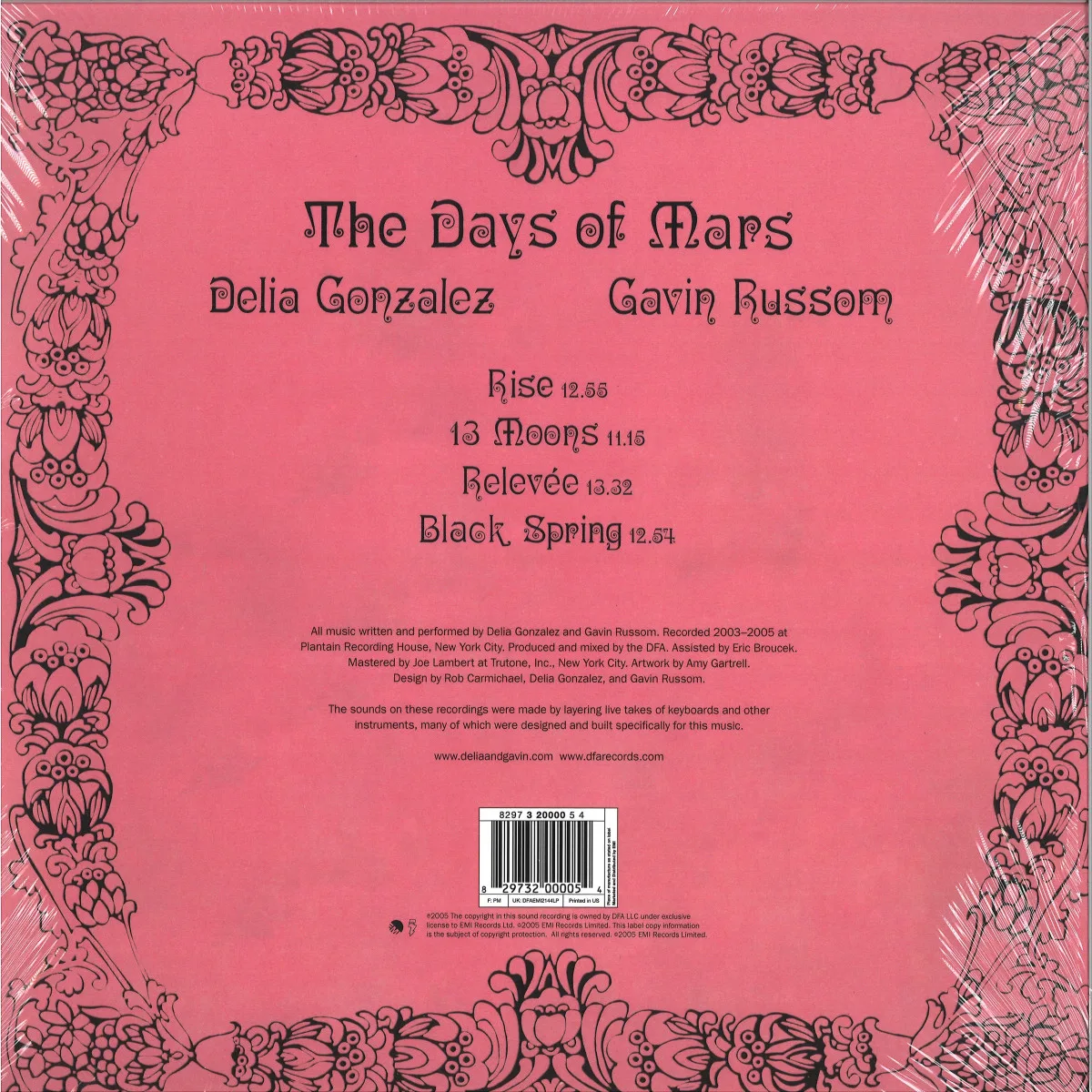 Обратная сторона обложки — Delia Gonzalez&Gavin Russom — THE DAYS OF MARS LP (2x12")