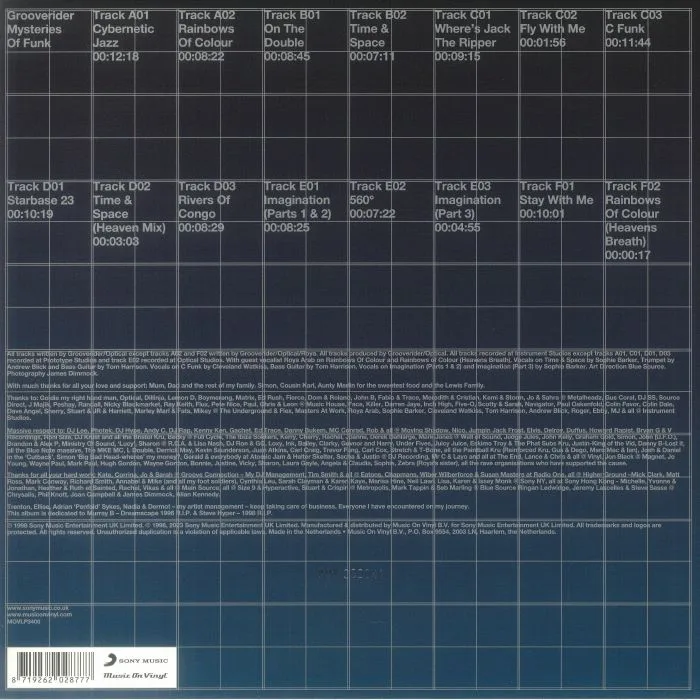 Back cover — GROOVERIDER — Mysteries Of Funk (25th Anniversary Edition)