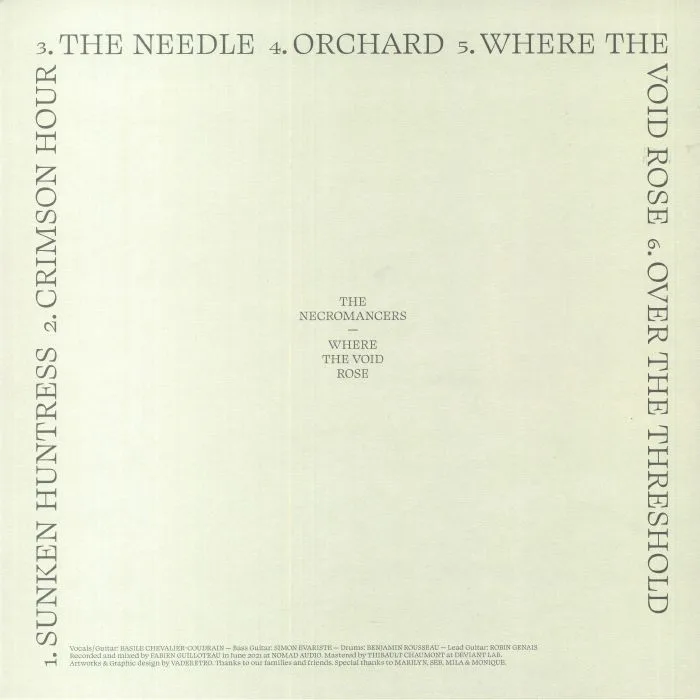 Back cover — The NECROMANCERS — Where The Void Rose