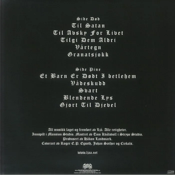 Back cover — LJA — Til Avsky For Livet (reissue)