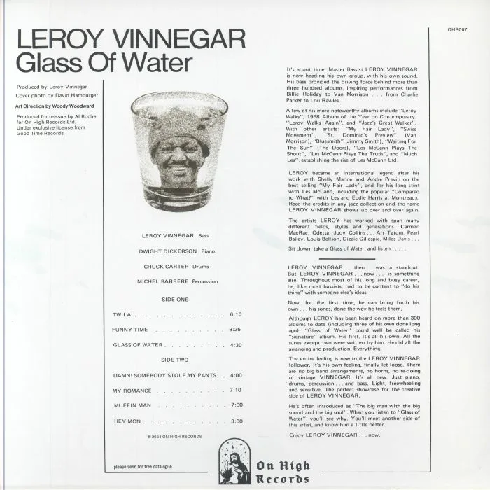 Back cover — Leroy VINNEGAR — Glass Of Water (remastered)