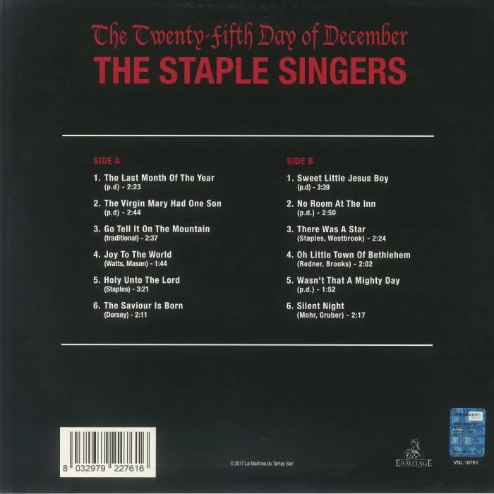 Back cover — The STAPLE SINGERS — The Twenty Fifth Day Of December (reissue)