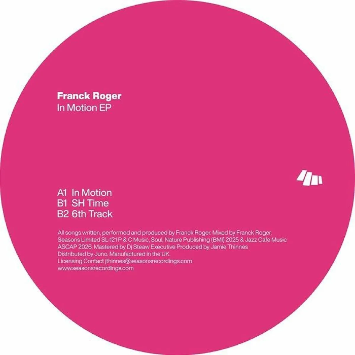 Front cover — Franck Roger — In Motion EP