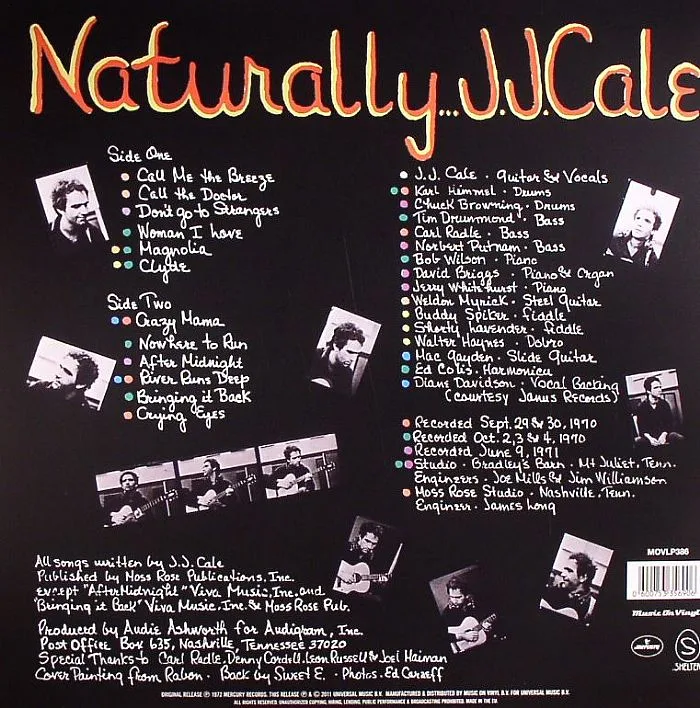 Back cover — JJ CALE — Naturally