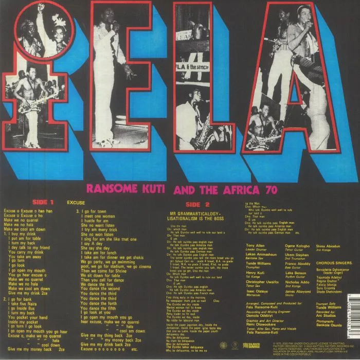 Back cover — Fela KUTI — Excuse O (reissue)