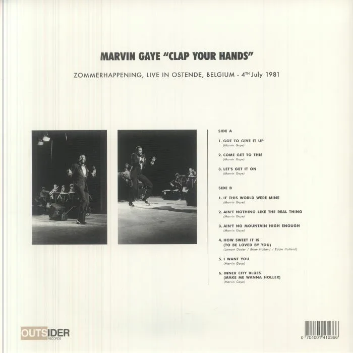 Back cover — Marvin GAYE — Clap Your Hands: Zommerhappening, Live In Ostende Belgium 4th July 1981