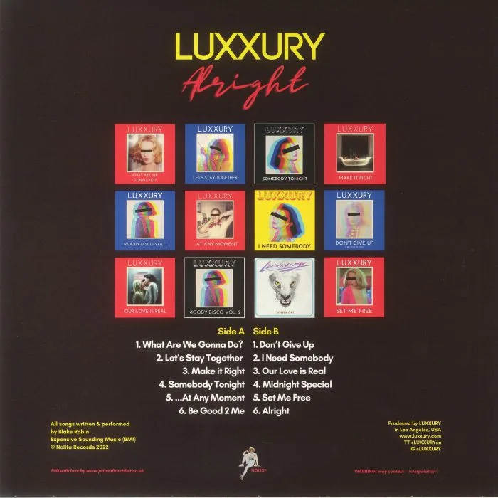 Back cover — LUXXURY — Alright