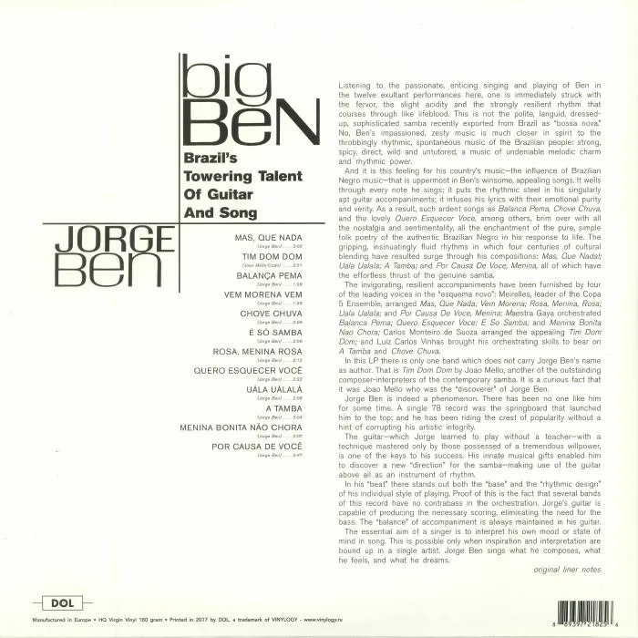 Обратная сторона обложки — Jorge BEN — Samba Esquema Novo (reissue)