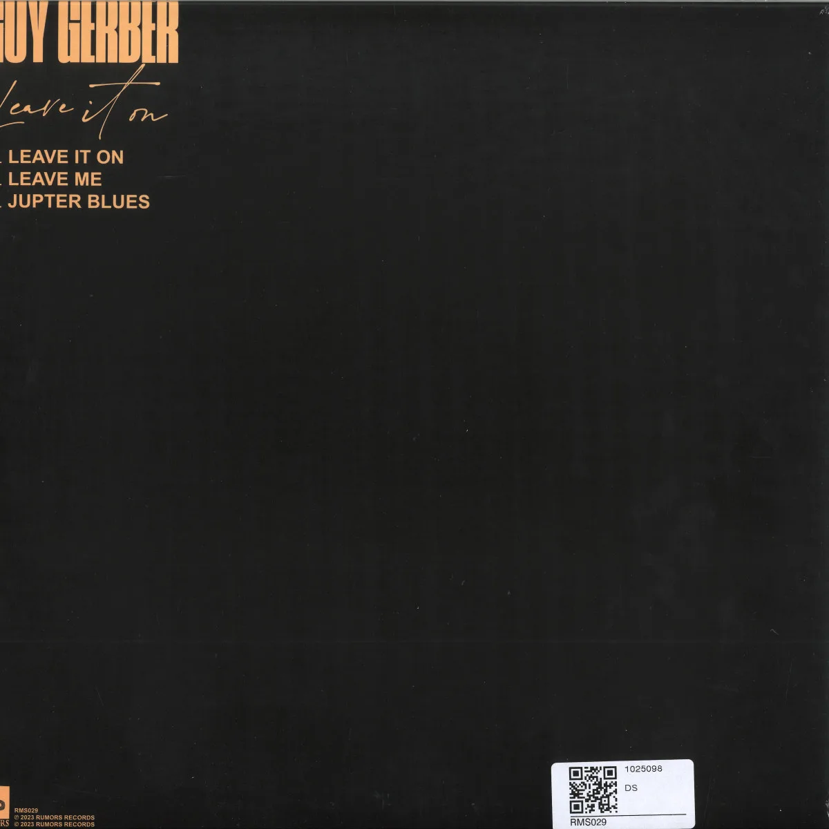 Back cover — Guy Gerber — Leave It On