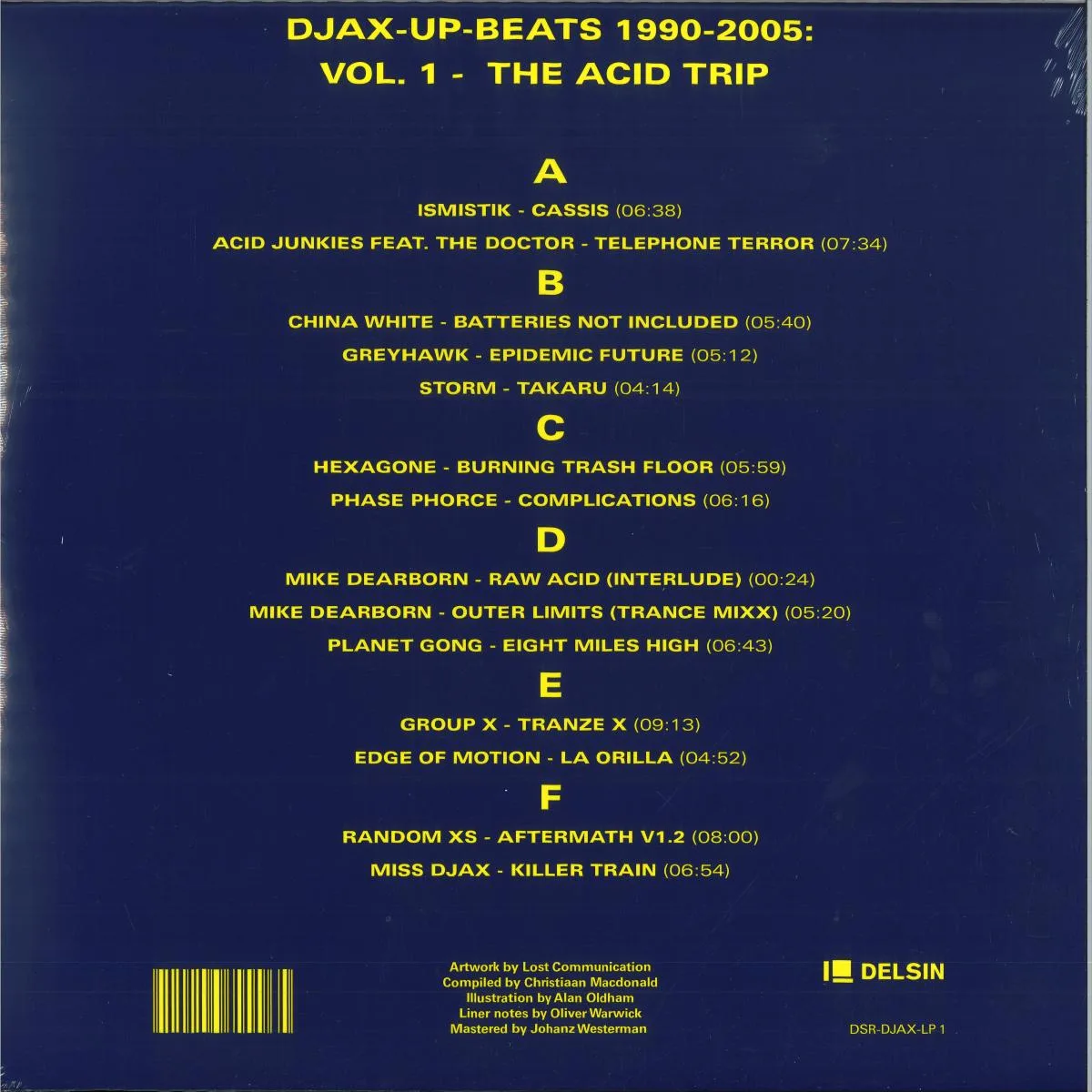 Обратная сторона обложки — Various — Djax-Up-Beats 1990-2005: Volume 1 - The Acid Trip LP 3x12"