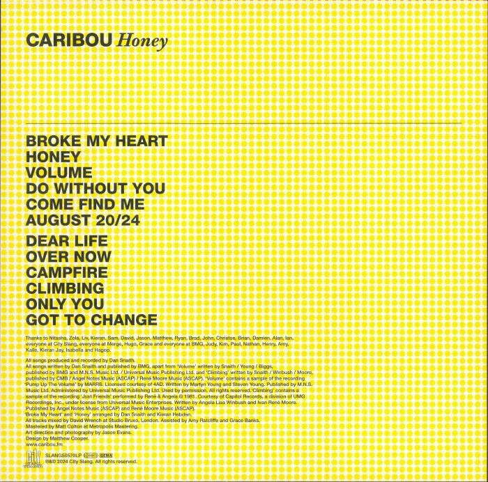Back cover — CARIBOU — Honey