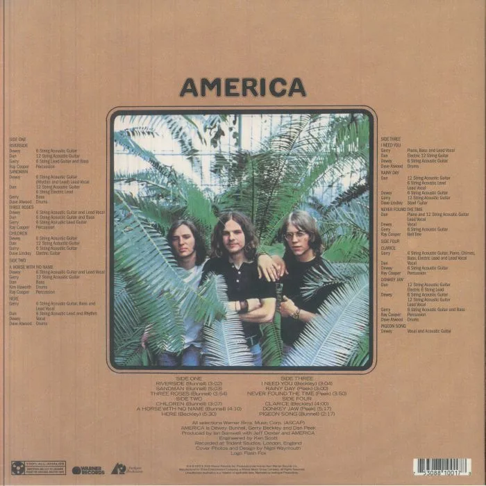 Back cover — AMERICA — America (reissue)