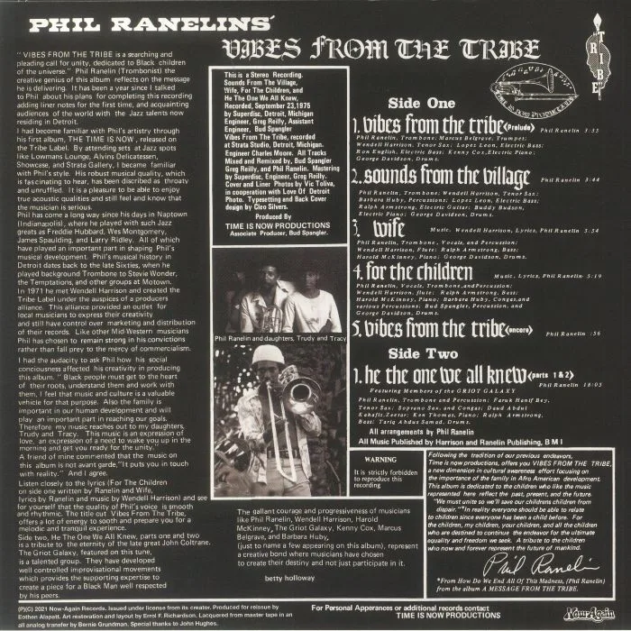 Обратная сторона обложки — Phil RANELIN — Vibes From The Tribe (reissue)