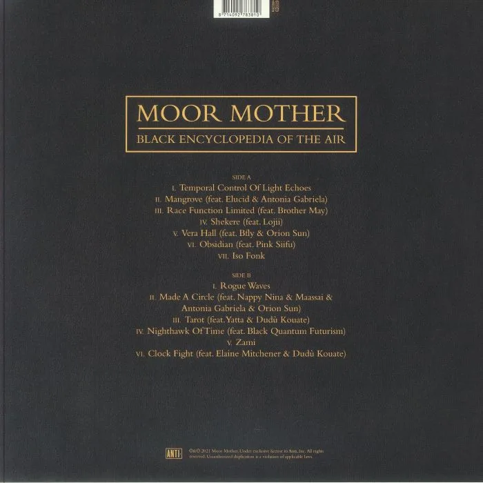 Обратная сторона обложки — MOOR MOTHER — Black Encyclopedia Of The Air