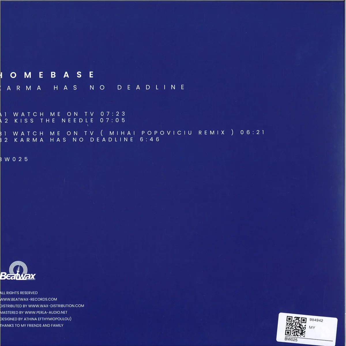 Back cover — Homebase — Karma has no Deadline