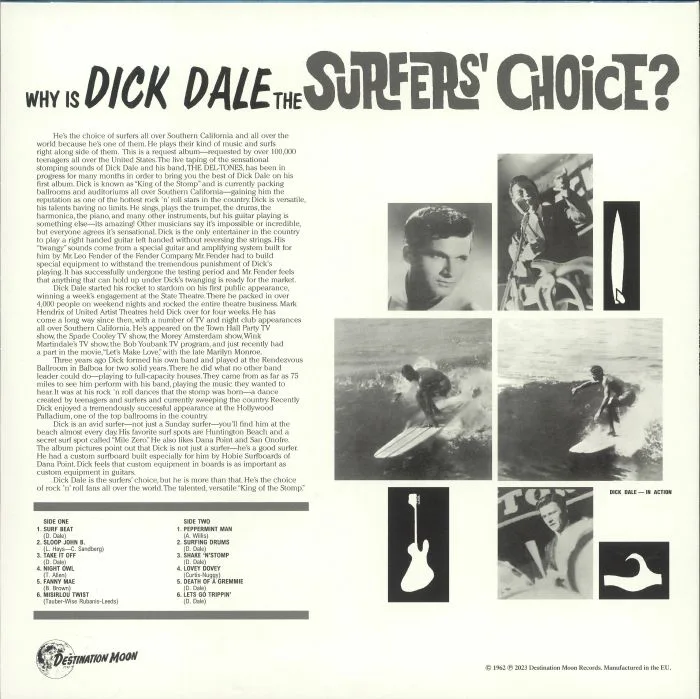 Back cover — Dick DALE & HIS DEL TONES — Surfers' Choice (reissue)