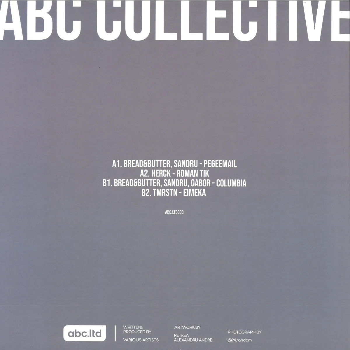 Back cover — Bread & Butter, Sandru, Herck, Tmrstn — ABC Collective