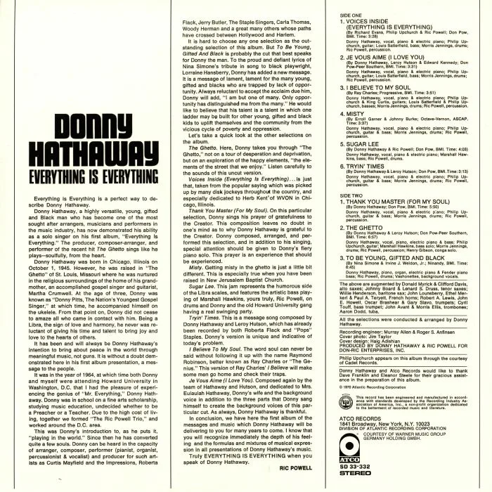 Back cover — Donny HATHAWAY — Everything Is Everything (reissue)