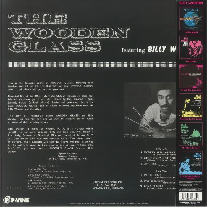 Back cover — The WOODEN GLASS feat BILLY WOOTEN — The Wooden Glass Recorded Live (reissue)