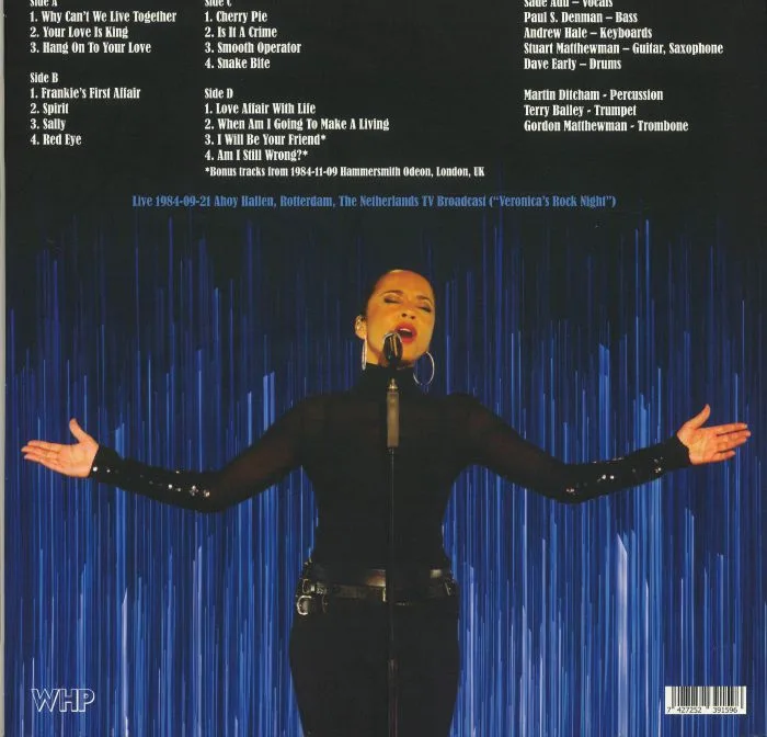Back cover — SADE — Live 1984 / 09 / 21 Ahoy Hallen Rotterdam