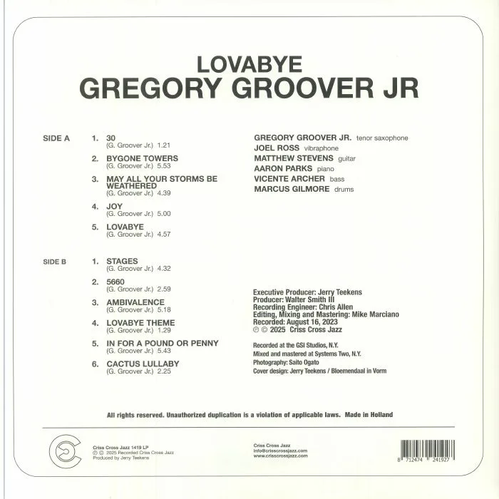 Back cover — Gregory Jr GROOVER — Lovabye