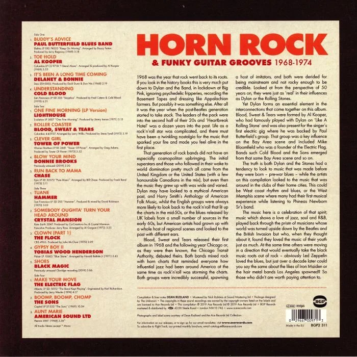 Обратная сторона обложки — VARIOUS — Horn Rock & Funky Guitar Grooves 1968-1974