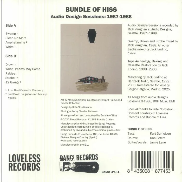 Back cover — BUNDLE OF HISS — Audio Design Sessions 1987-1988
